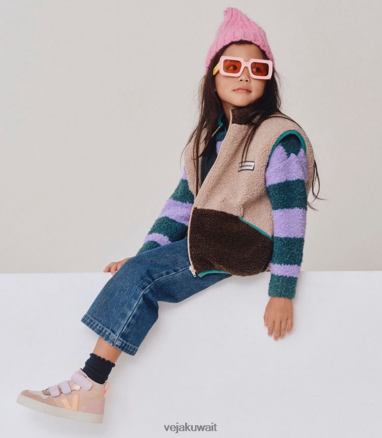 Veja أحذية أطفالV-10 منتصف الجلد السويدي Multico اللوز الخوخ 24J26Z350