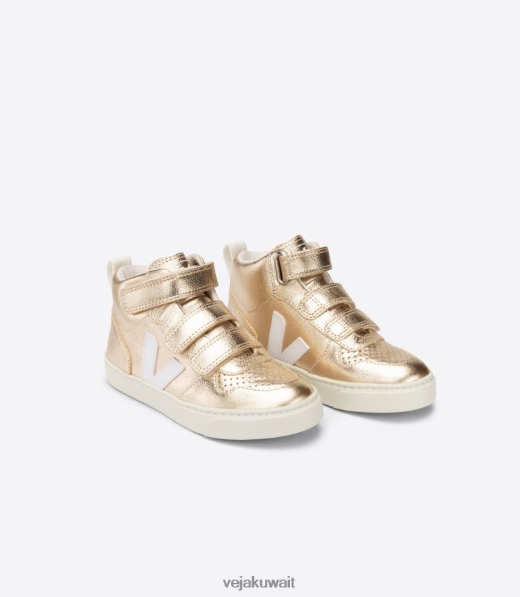 Veja أحذية أطفالجلد v-10 متوسط ​​خالٍ من الكروم باللون الأبيض 24J26Z347