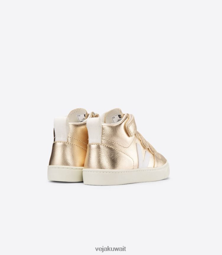 Veja أحذية أطفالجلد v-10 متوسط ​​خالٍ من الكروم باللون الأبيض 24J26Z347