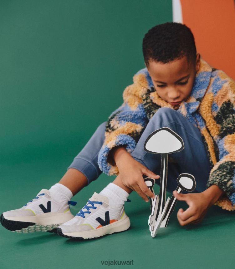 Veja أحذية أطفالأربطة كناري مرنة الفيوميش وايت نوتيكو 24J26Z381