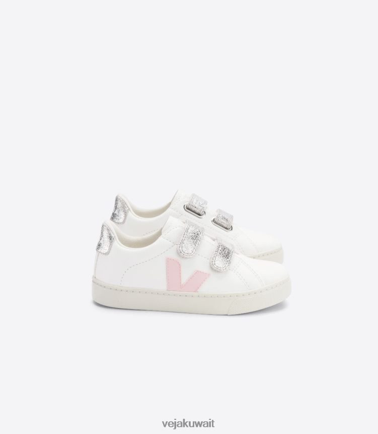 Veja أحذية أطفالجلد إسبلار خالي من الكروم باللون الأبيض والفضي البتلة 24J26Z323