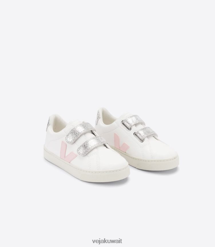 Veja أحذية أطفالجلد إسبلار خالي من الكروم باللون الأبيض والفضي البتلة 24J26Z323