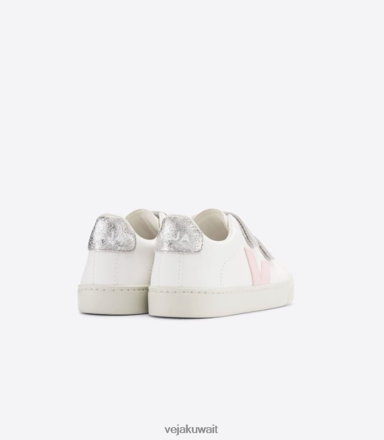 Veja أحذية أطفالجلد إسبلار خالي من الكروم باللون الأبيض والفضي البتلة 24J26Z323