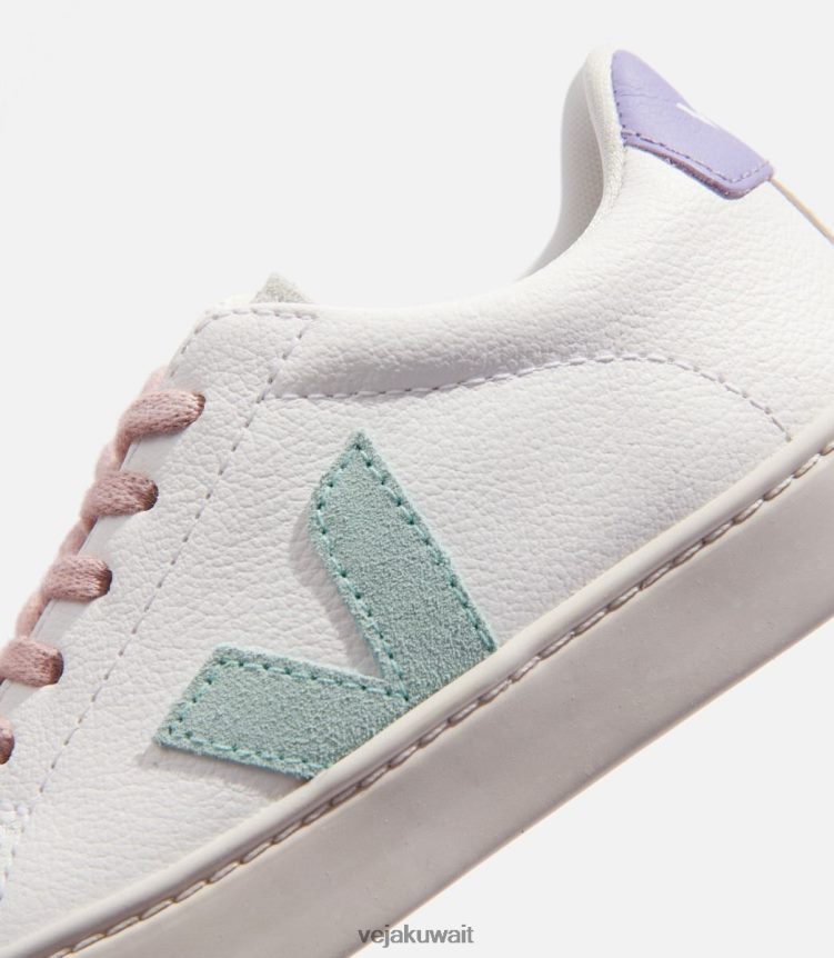 Veja أحذية أطفالأربطة إسبلار من الجلد الخالي من الكروم باللون الأبيض ماتشا لافاند 24J26Z330