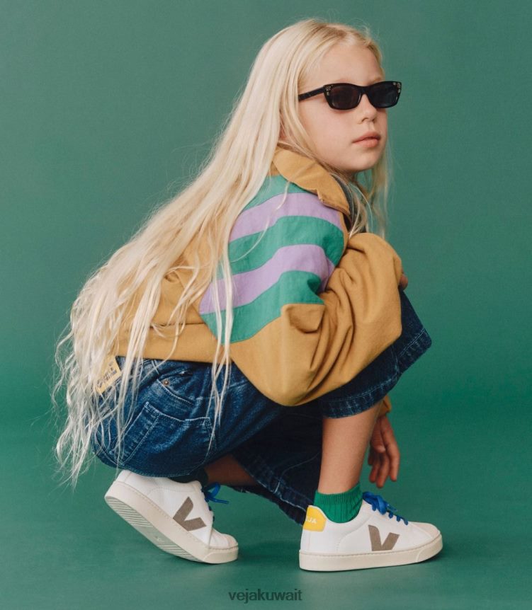 Veja أحذية أطفالجلد إسبلار خالي من الكروم ومنشط مونروك أبيض 24J26Z331