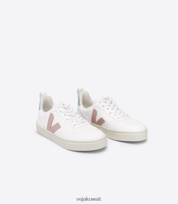 Veja أحذية أطفالأربطة V-10 باللون الأبيض والأزرق الفاتح 24J26Z370