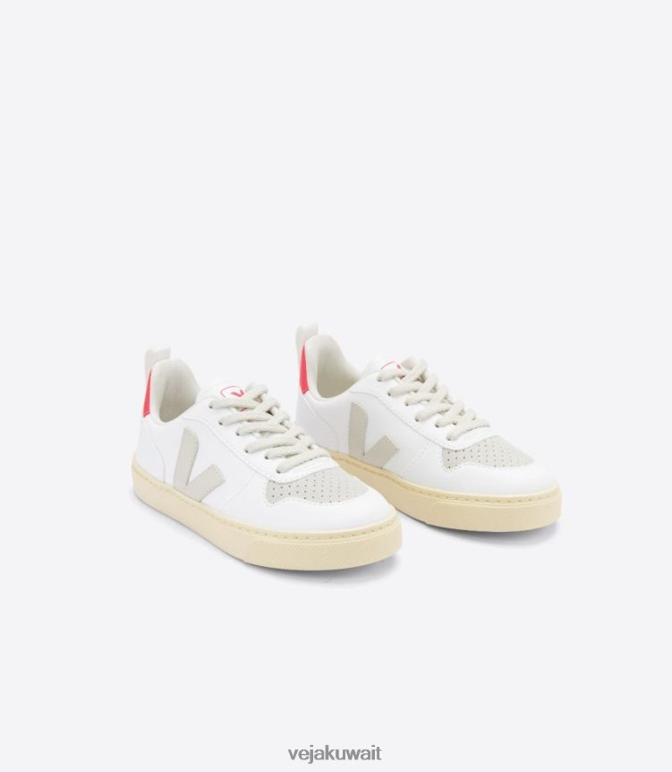 Veja أحذية أطفالV-10 أربطة CWL أبيض بيير روز فلو 24J26Z367