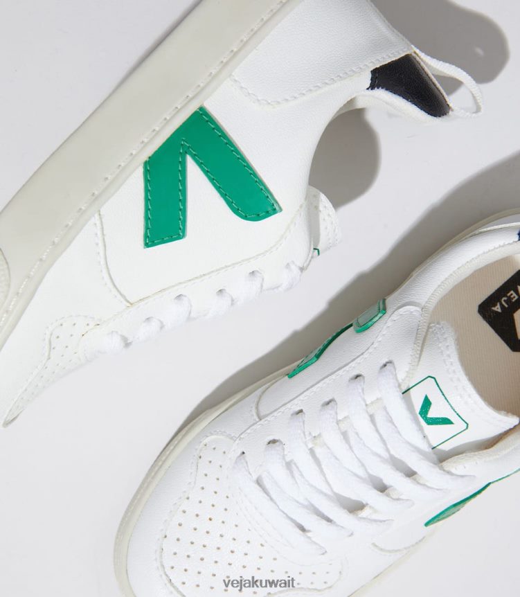 Veja أحذية أطفالV-10 أربطة CW أبيض زمردي أسود 24J26Z368