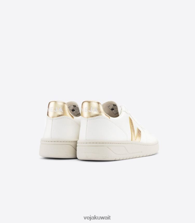 Veja أحذية نحيفv-10 بلاتين جلد أبيض خالي من الكروم 24J26Z233