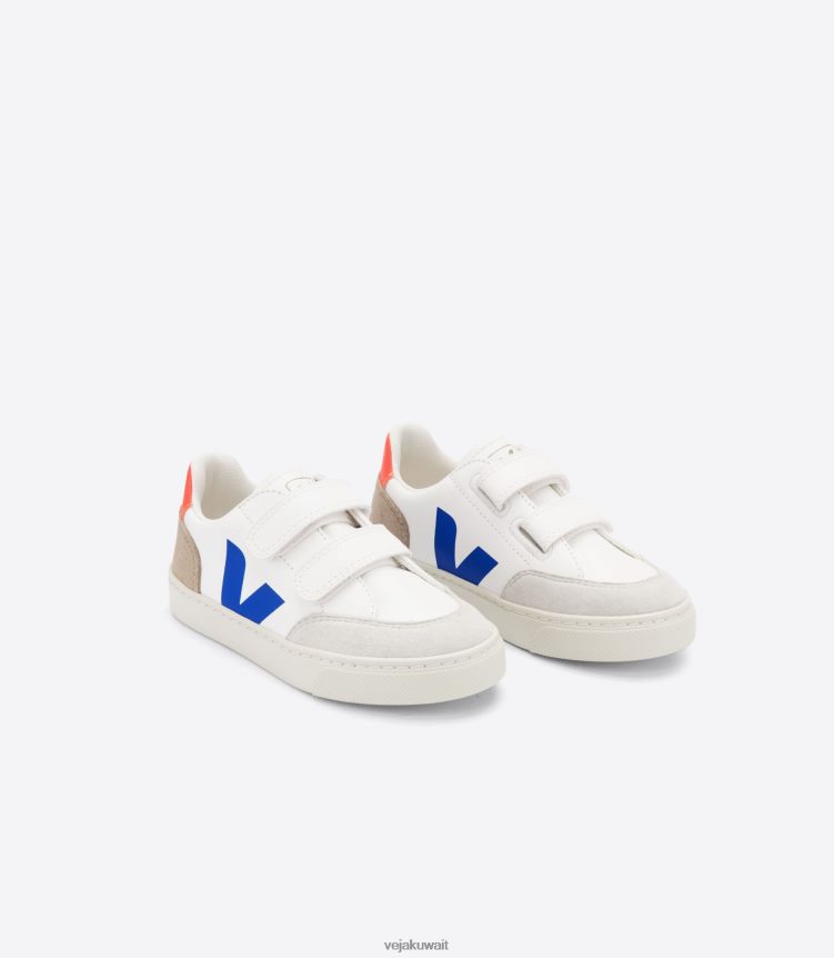 Veja أحذية أطفالV-12 جلد خالي من الكروم باللون الأبيض Multico Miel 24J26Z303