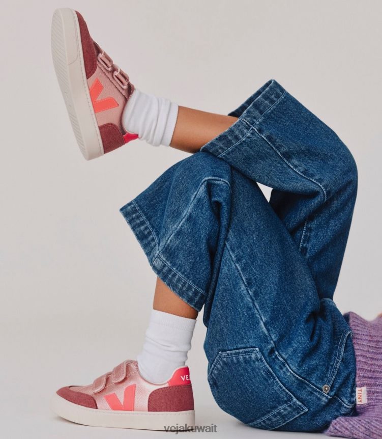 Veja أحذية أطفالv-12 جلد الصدف الوردي الخالي من الكروم 24J26Z306