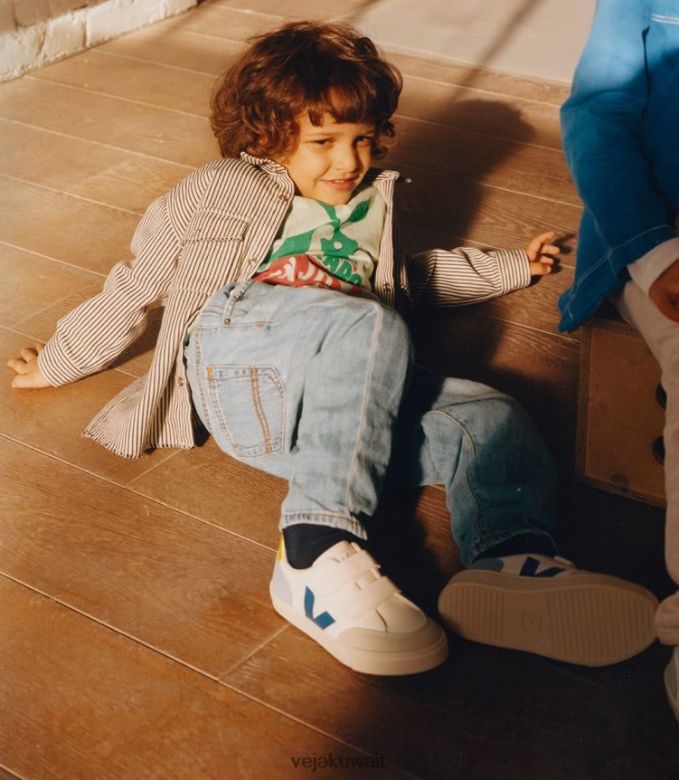 Veja أحذية أطفالv-12 جلد أبيض خالٍ من الكروم 24J26Z309